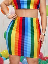 Load image into Gallery viewer, Rainbow Striped Bodycon Skirt (Fit up to 3X)
